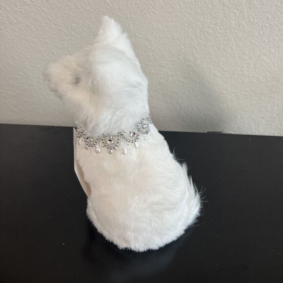 White Fluffy Dog Decor With Collar - Picture 2 of 7